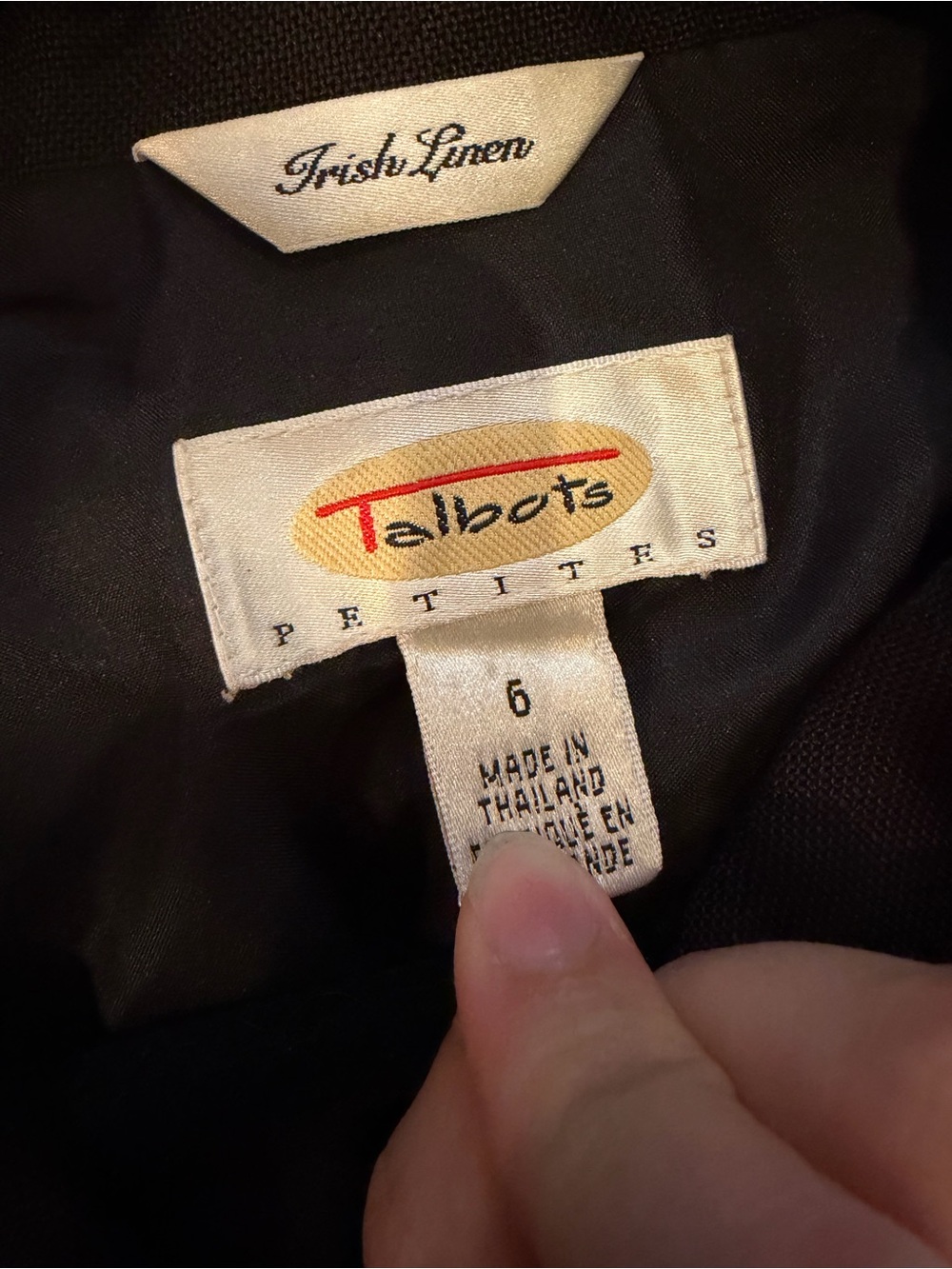 Talbots Black Irish Linen Cropped Button Jacket - Picture 7 of 7